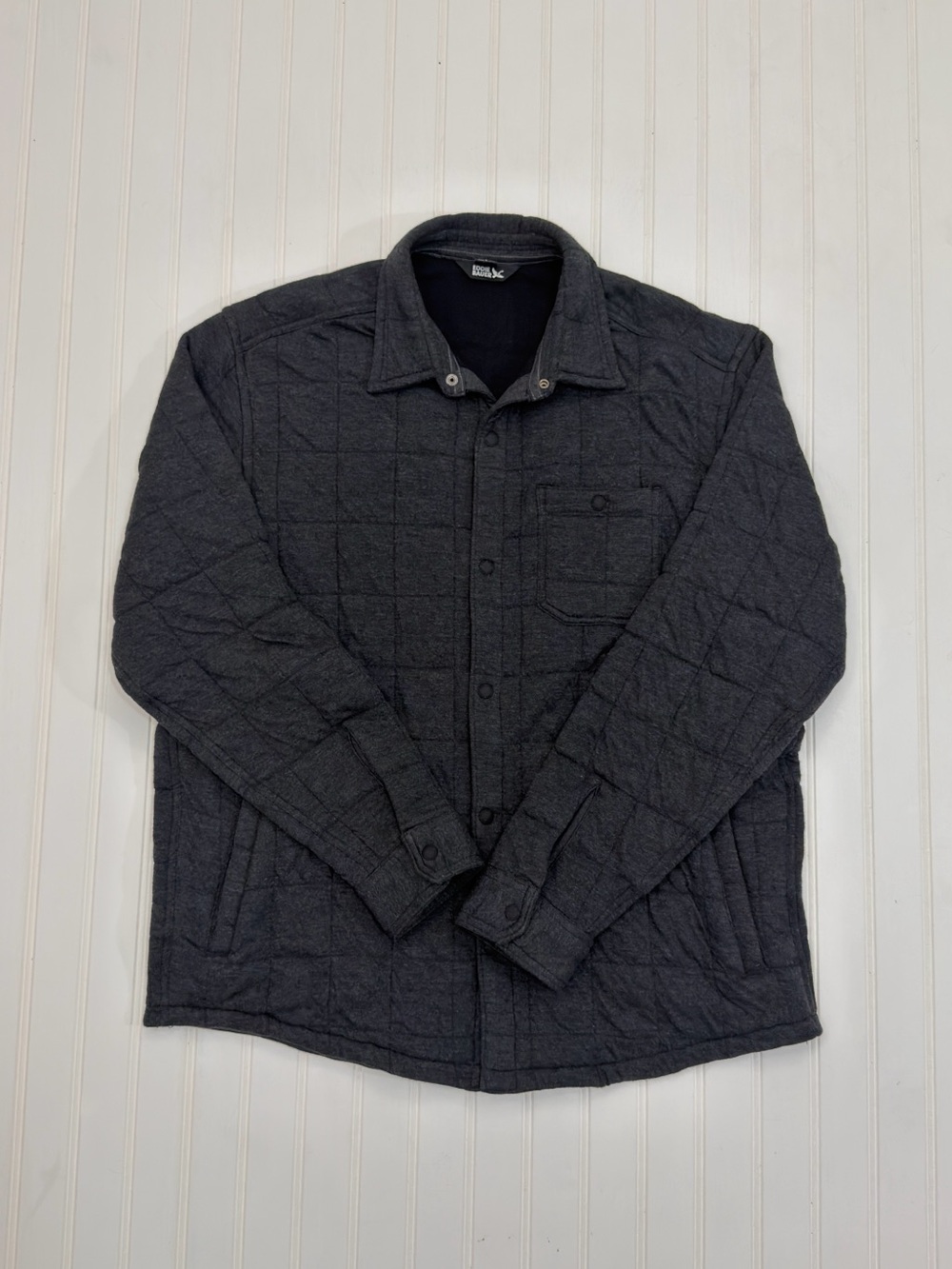 Eddie Bauer Shirt Jacket Quilted Water  Snap Front Men’s L